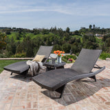 Outdoor Wicker Chaise Lounge w/ Aluminum Frame & Table - NH556003