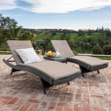 3pc Outdoor Wicker Chaise Lounge Chair & Table Set - NH190003