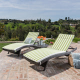 3pc Outdoor Brown Wicker Chaise Lounge Chair & Table Set - NH980003