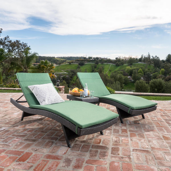 3pc Outdoor Wicker Chaise Lounge Chair & Table Set - NH190003