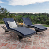 3pc Outdoor Wicker Chaise Lounge Chair & Table Set - NH190003