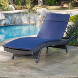Outdoor Grey Wicker Adjustable Chaise Lounge with Cushion - NH408692
