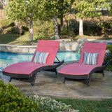 Outdoor Grey Wicker Adjustable Chaise Lounge with Cushion (Set of 2) - NH908692