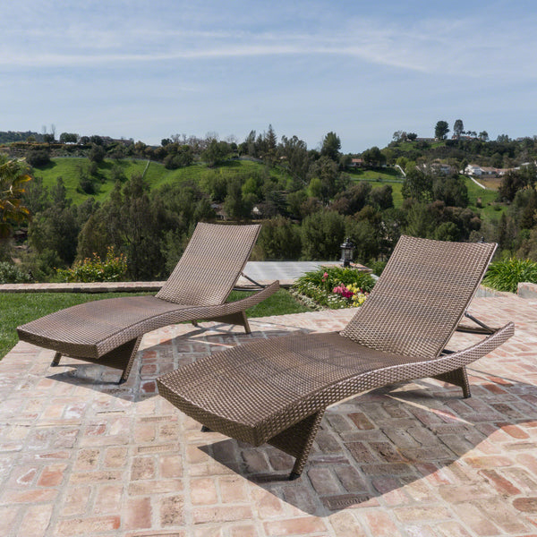 Outdoor Mixed Mocha Wicker Armless Chaise Lounge (Set of 2) - NH856203