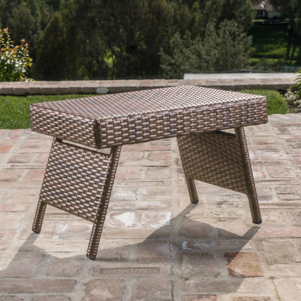 Outdoor Mixed Mocah Wicker Adjustable Folding Side Table - NH254303