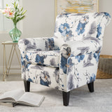 Blue & White Floral Print Fabric Club Chair - NH734003