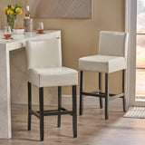 Contemporary Upholstered Ivory Bonded Leather Backed Barstools (Set of 2) - NH243112