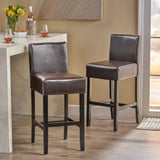 Contemporary Upholstered Ivory Bonded Leather Backed Barstools (Set of 2) - NH243112