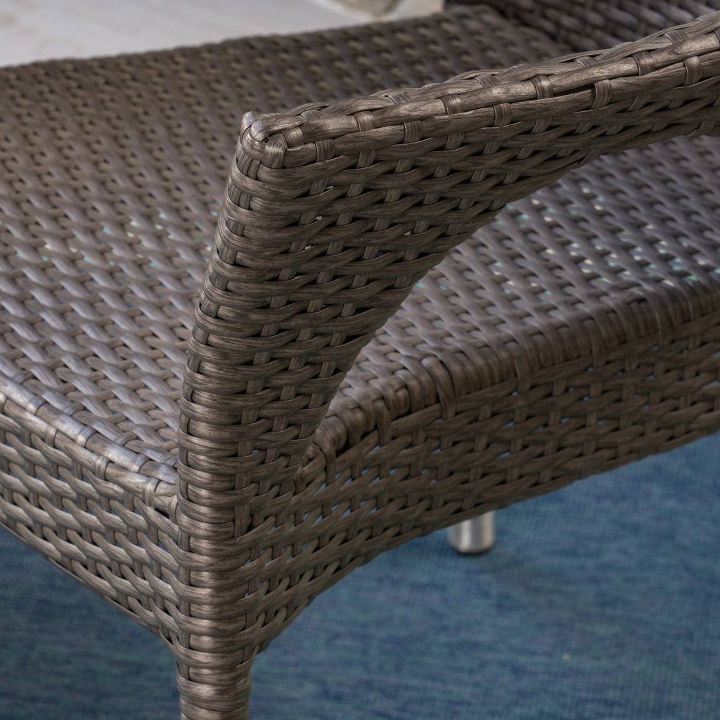 Outdoor 3 Piece Wicker Bistro Set, Grey NH917403 Noble House Furniture