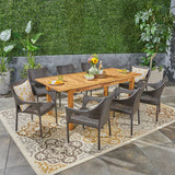 Outdoor Wood and Wicker Expandable Dining Set - NH754503