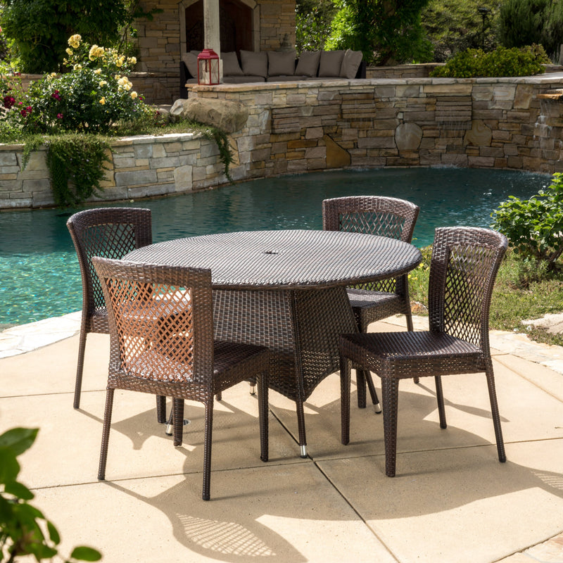 Outdoor 5pc Multibrown Wicker Dining Set - NH118592