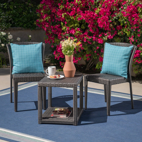 Outdoor 3 Piece Wicker Chat Set, Grey - NH615403