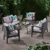 Outdoor 6 Seater Wicker Chat Set with Cushions - NH939903