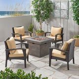 Outdoor 4 Club Chair Chat Set with Fire Pit - NH949903