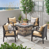 Outdoor 4 Club Chair Chat Set with Fire Pit - NH749903