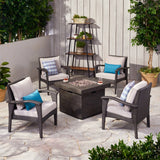Outdoor 4 Club Chair Chat Set with Fire Pit - NH059903