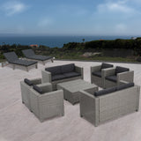 Outdoor 10 Piece Wicker Patio Set with Water Resistant Cushions - NH393003