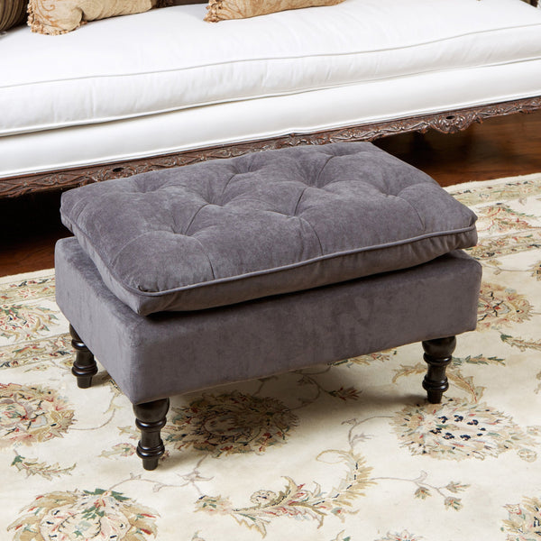 Button Tufted Velvet Ottoman Footstool - NH910103