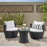 3pc Outdoor Black Wicker Chat Set - NH127632