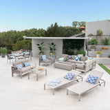 7 Piece Dining Set + Sofa Set + 4pc Chat Set + Dark Gray Fire Pit + 2 Chaise Lounges - NH587503
