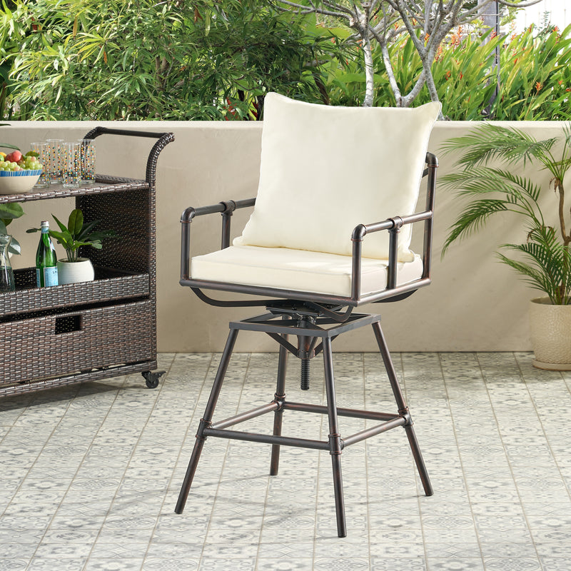 Outdoor Adjustable Pipe Barstool with Cushions - NH100692