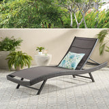 Outdoor Brown Mesh Chaise Lounge Chair - NH255592