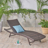 Outdoor Brown Wicker Adjustable Chaise Lounge Chair - NH925592