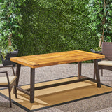 Outdoor Sandblast Finished Dining Table with Iron Legs - NH396203