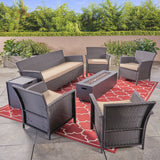 Outdoor 4-Seater Wicker Chat Set with Fire Pit - NH034503