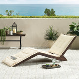 Mahogany Wood Folding Chaise Lounger Chair w/ Cream Cushion - NH473592