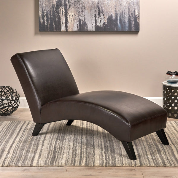 Brown Leather Chaise Lounge Chair - NH932592