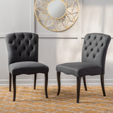 Black Scroll Fabric Dining Chairs (Set of 2) - NH635592