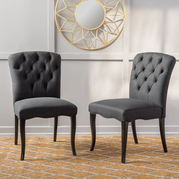 Black Scroll Fabric Dining Chairs (Set of 2) - NH635592