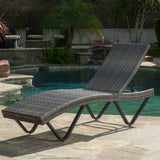 Outdoor Gray Wicker Adjustable Chaise Lounge - NH881692