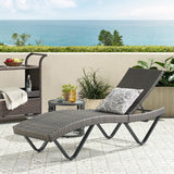 Outdoor Gray Wicker Adjustable Chaise Lounge - NH881692