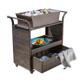 Multi-brown Wicker Indoor Bar Cart - NH474892