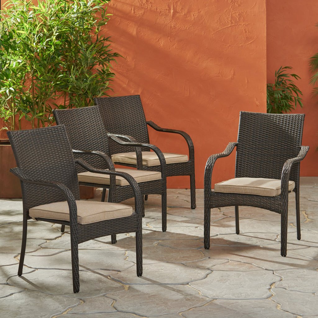 Brown Wicker Stacking Chairs (Set of 4) - NH554992 – Noble House Furniture