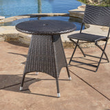 Outdoor Contemporary Multi Brown Polyethylene Round Bistro Table - NH615692