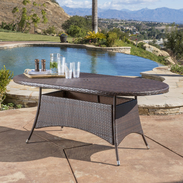 Multi Brown PE Oval Dining Table - NH515692