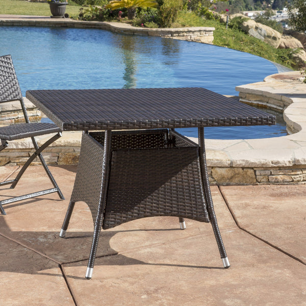 Outdoor Multi Brown Polyethylene Square Dining Table - NH815692