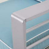 Outdoor Silver Aluminum Frame Light Teal Cushion Club Chairs - NH632303