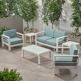 Coral Outdoor 4 Seater Aluminum Chat Set with 2 Side Table - NH075903