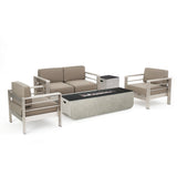 Outdoor 4 Seater Aluminum Chat Set with Fire Pit - NH126213