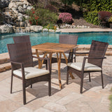 Outdoor 5 Piece Acacia Wood/ Wicker Dining Set with Cushions - NH703403