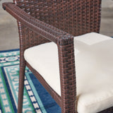 Outdoor 3 Piece Wood  and Wicker Bistro Set - NH872503