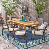 Outdoor 7 Piece Wood and Wicker Expandable Dining Set - NH954503
