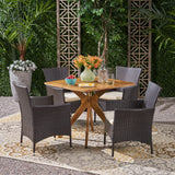 Outdoor 5 Piece Wood and Wicker Dining Set - NH291503