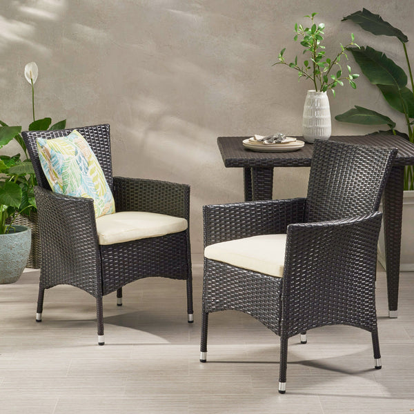 Outdoor Multibrown PE Wicker Dining Chairs (Set of 2) - NH896592