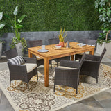 Outdoor Wood and Wicker Expandable Dining Set - NH354503