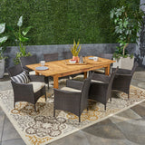 Outdoor Wood and Wicker Expandable Dining Set - NH354503